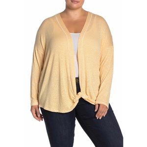 Bobeau Cecile Striped Tie Open Front Cardigan 1X